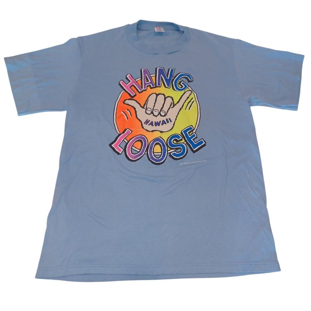 Vintage HANG LOOSE HAWAII Single Stich Tee TShirt Fits XL Graphic Tee